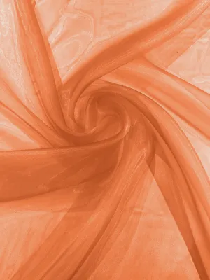 Orange 58/60"Wide 100% Polyester Soft Light Weight, Sheer Crystal Organza Fabric Sold By The Yard