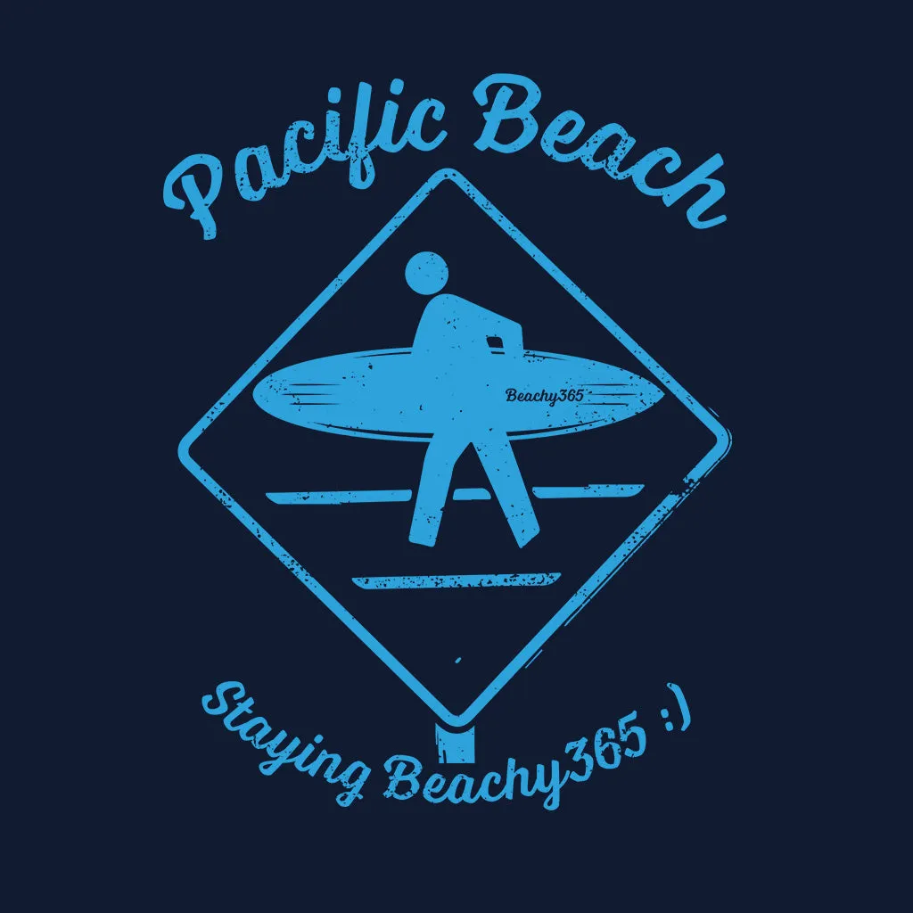 Pacific Beach Vintage Surfer Crossing Sign Tee