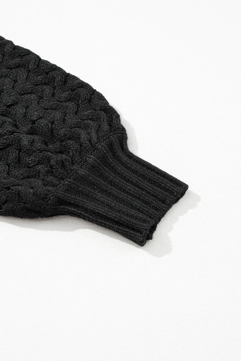 Parchment Cable Knit Sleeve Drop Shoulder Sweater (Copy)