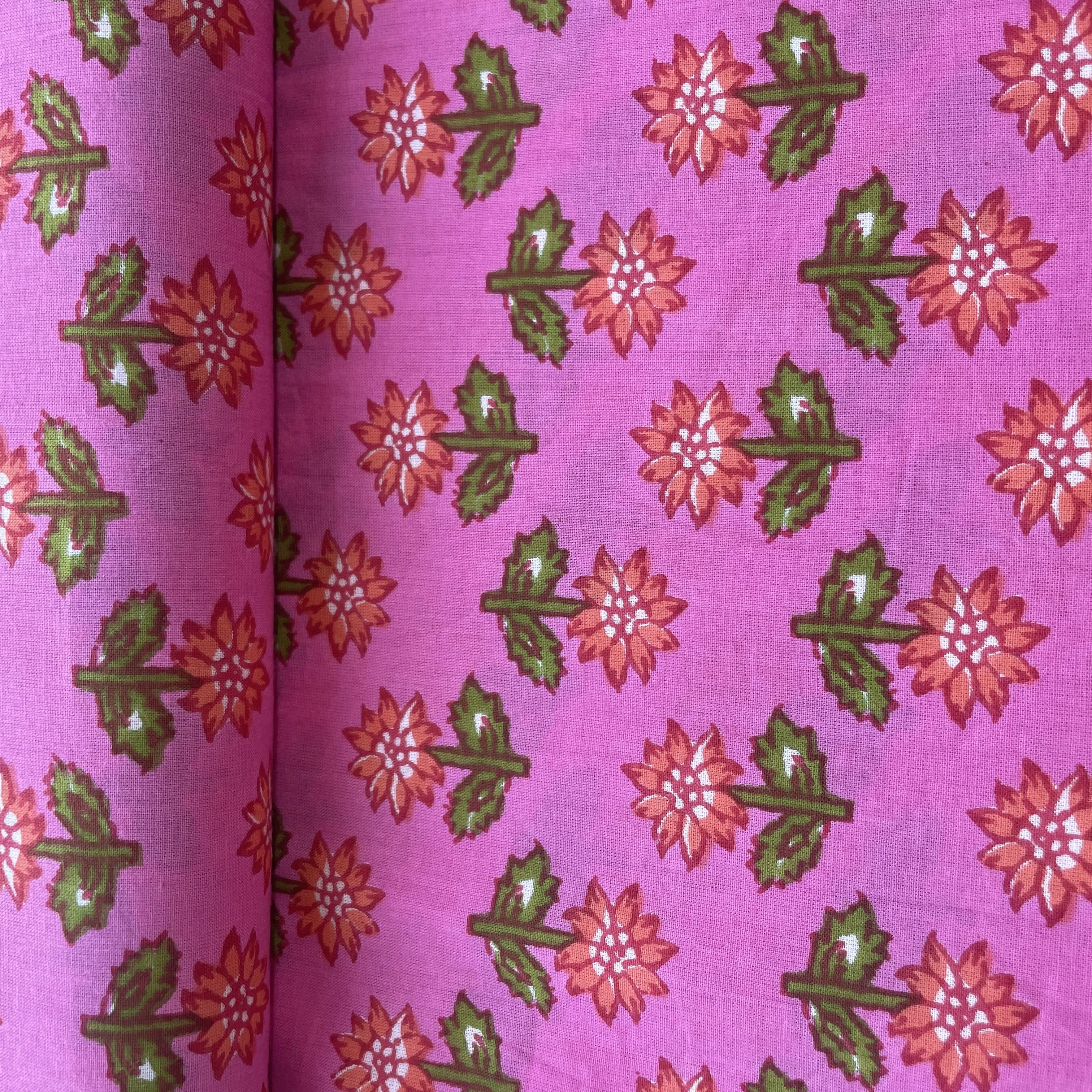 Pink Floral Print Cotton Fabric Cotton Fabric 5250