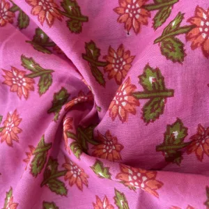 Pink Floral Print Cotton Fabric Cotton Fabric 5250