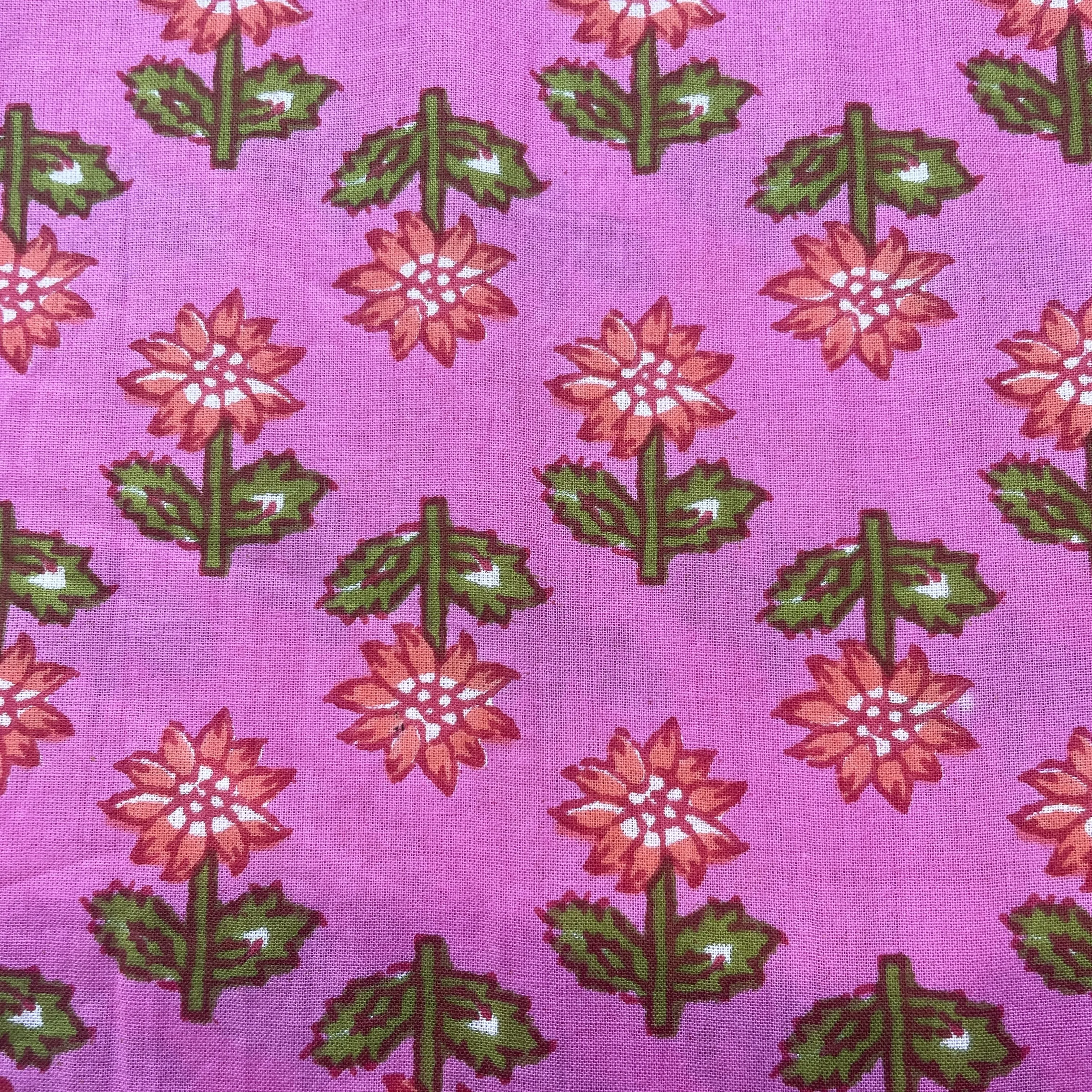 Pink Floral Print Cotton Fabric Cotton Fabric 5250