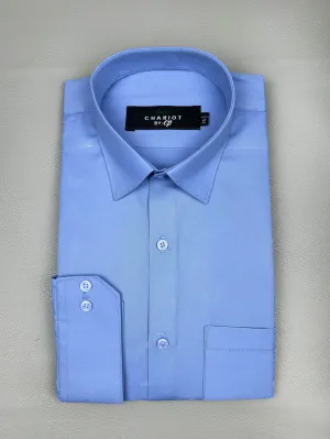 Plain Blue Formal Dress Shirt For Men MFS163