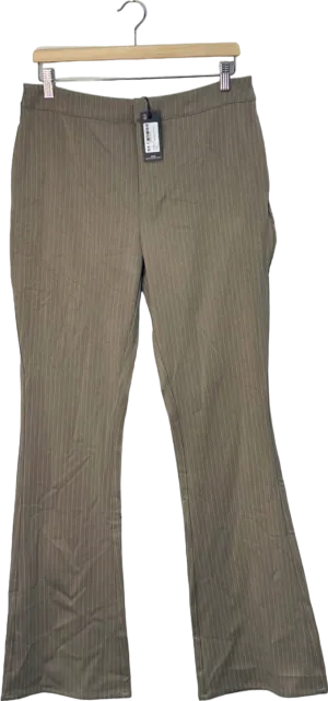 P.L.T. Label Beige Pinstripe Trousers UK 10