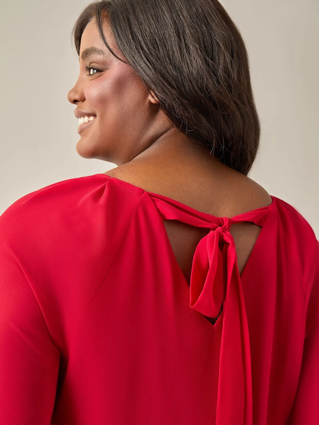 Plus Size Raglan Sleeve Blouse, Crimson
