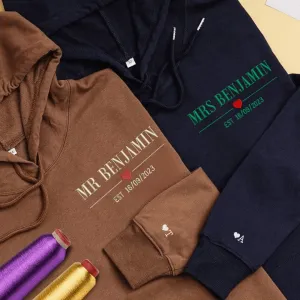 "Mr. & Mrs." Custom Hoodies - Personalized Anniversary Gifts For Couples