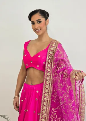 Rani Luxury Hot Pink Silk Mirror Blouse (size 4-16)