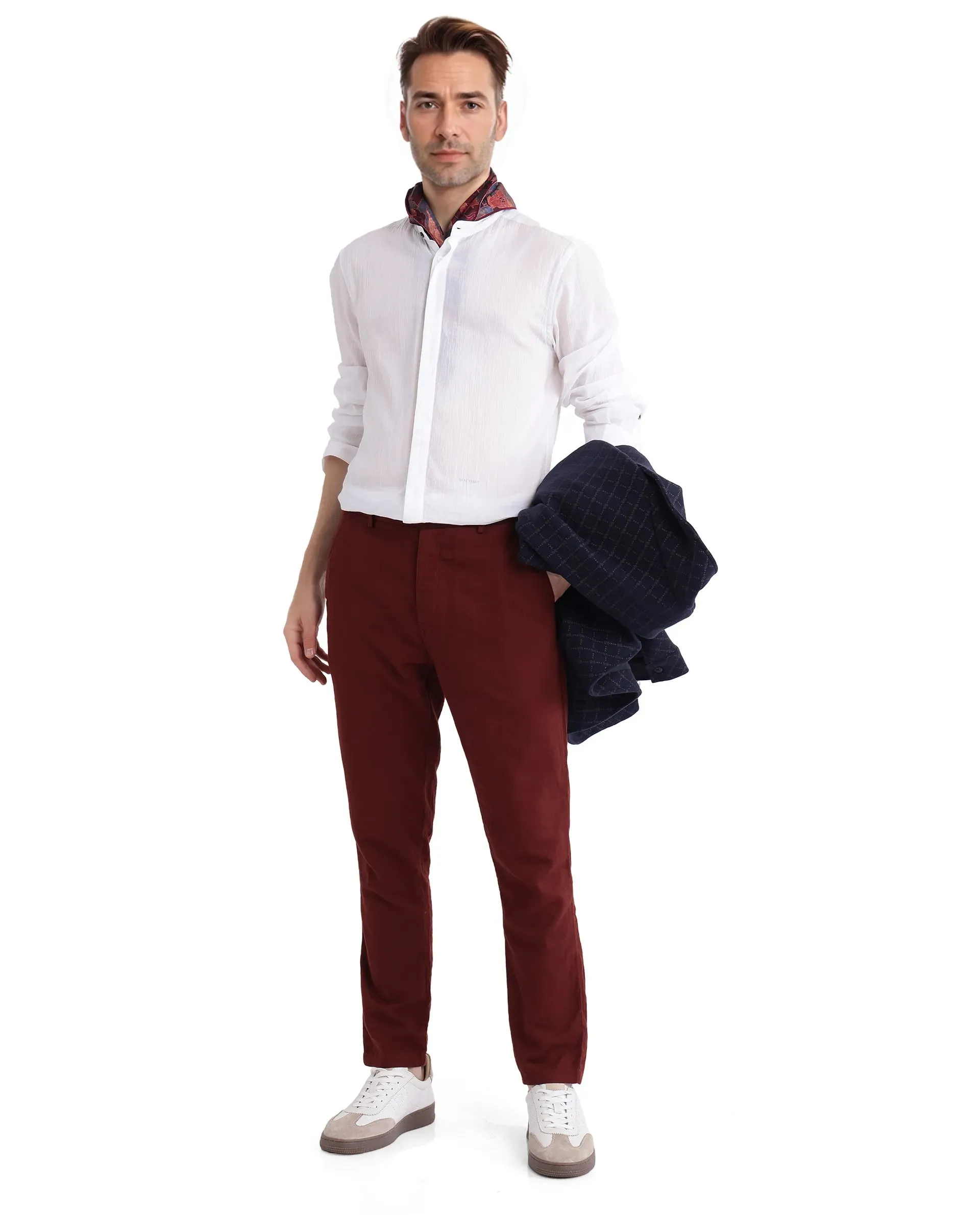 Rare Rabbit Men Pastor-3 Rust Drawstring Closure Plain Trouser
