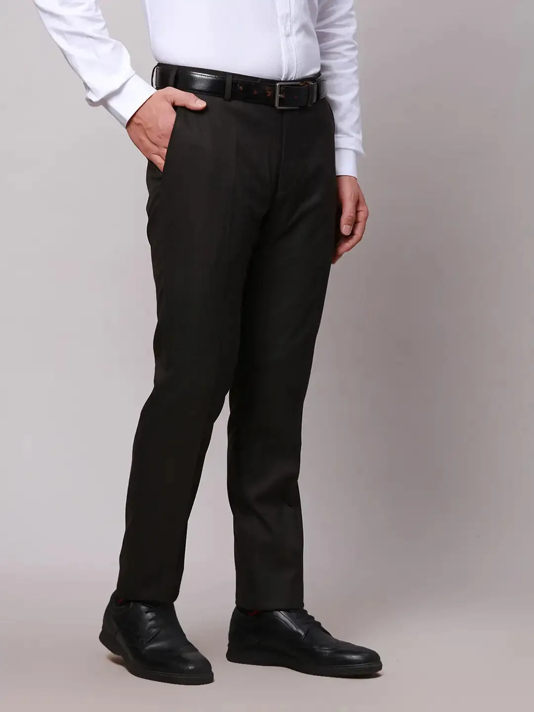 Raymond Men Brown Slim Fit Checks Polyester Trousers