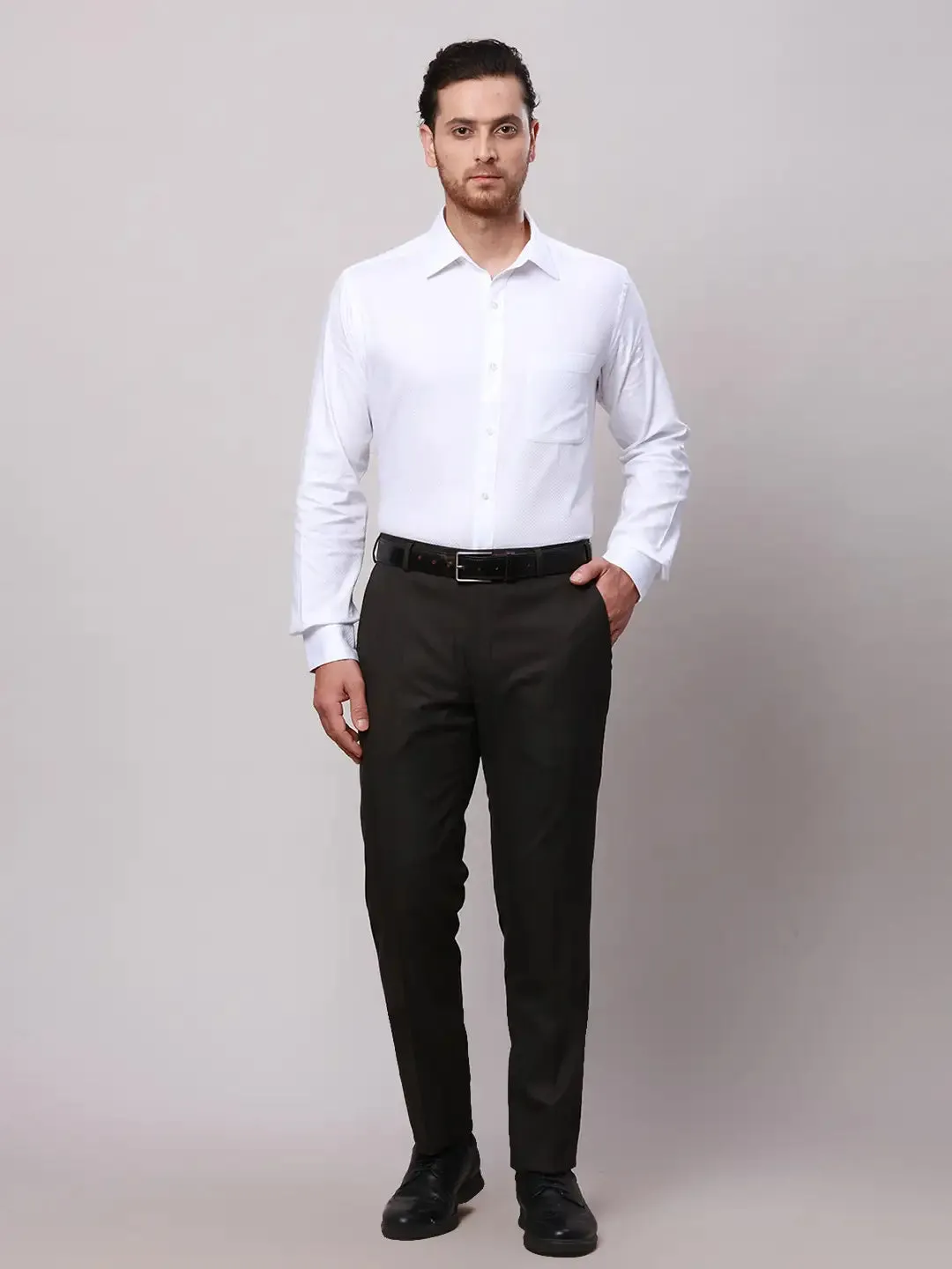 Raymond Men Brown Slim Fit Checks Polyester Trousers