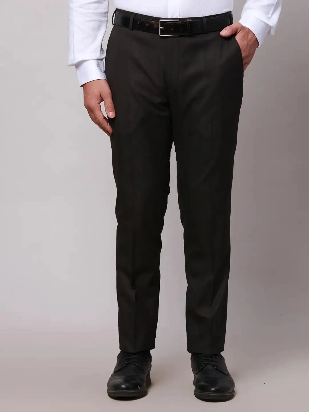 Raymond Men Brown Slim Fit Checks Polyester Trousers