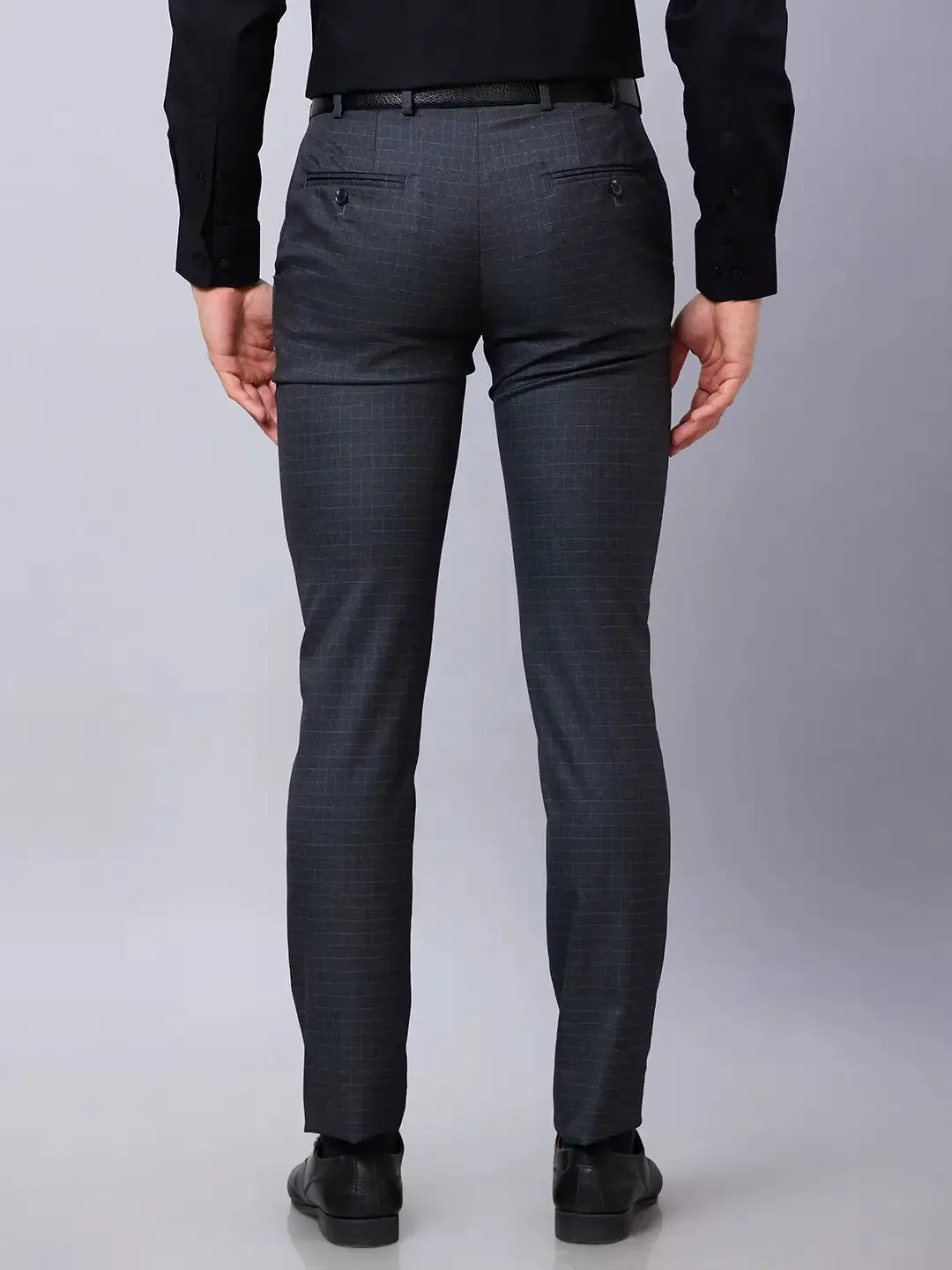 Raymond Men Grey Solid Slim Fit Polyester Blend Trousers