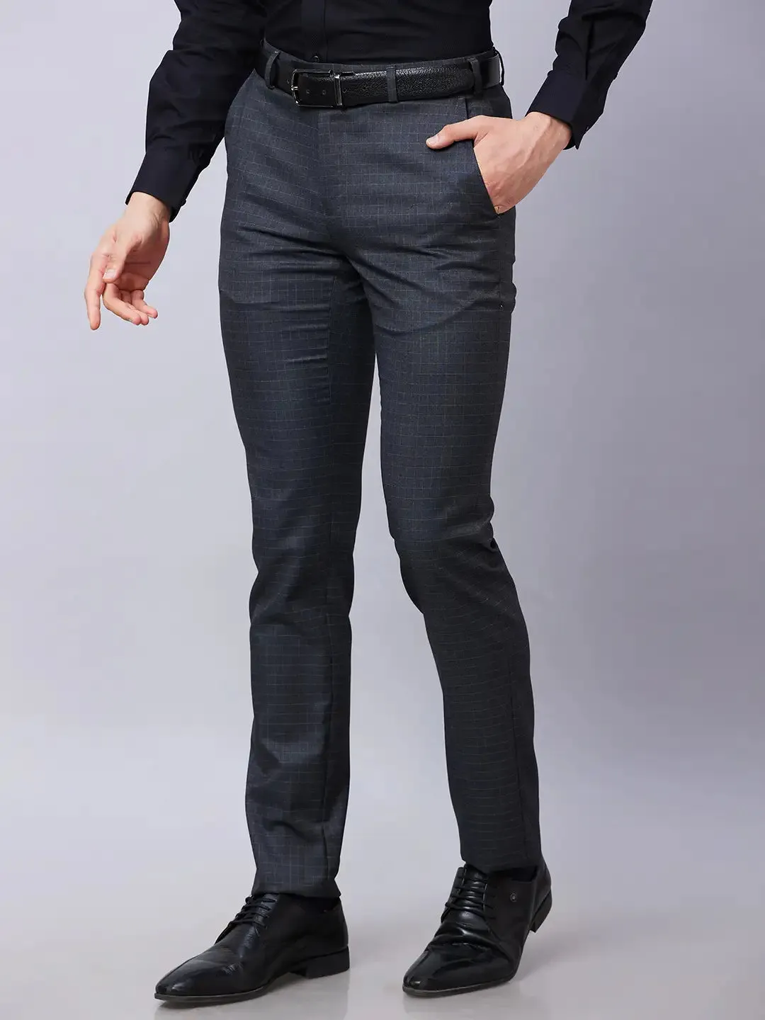 Raymond Men Grey Solid Slim Fit Polyester Blend Trousers