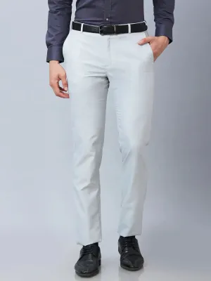 Raymond Men Grey Structure Slim Fit Polyester Blend Trousers
