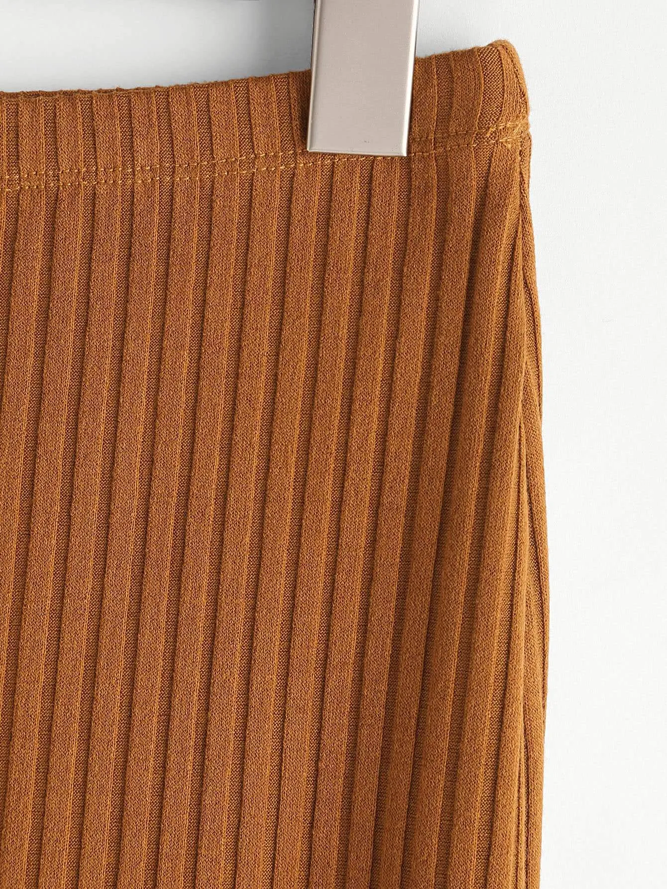 SHEIN Plus Solid Ribbed Knit Slit Hem Skirt