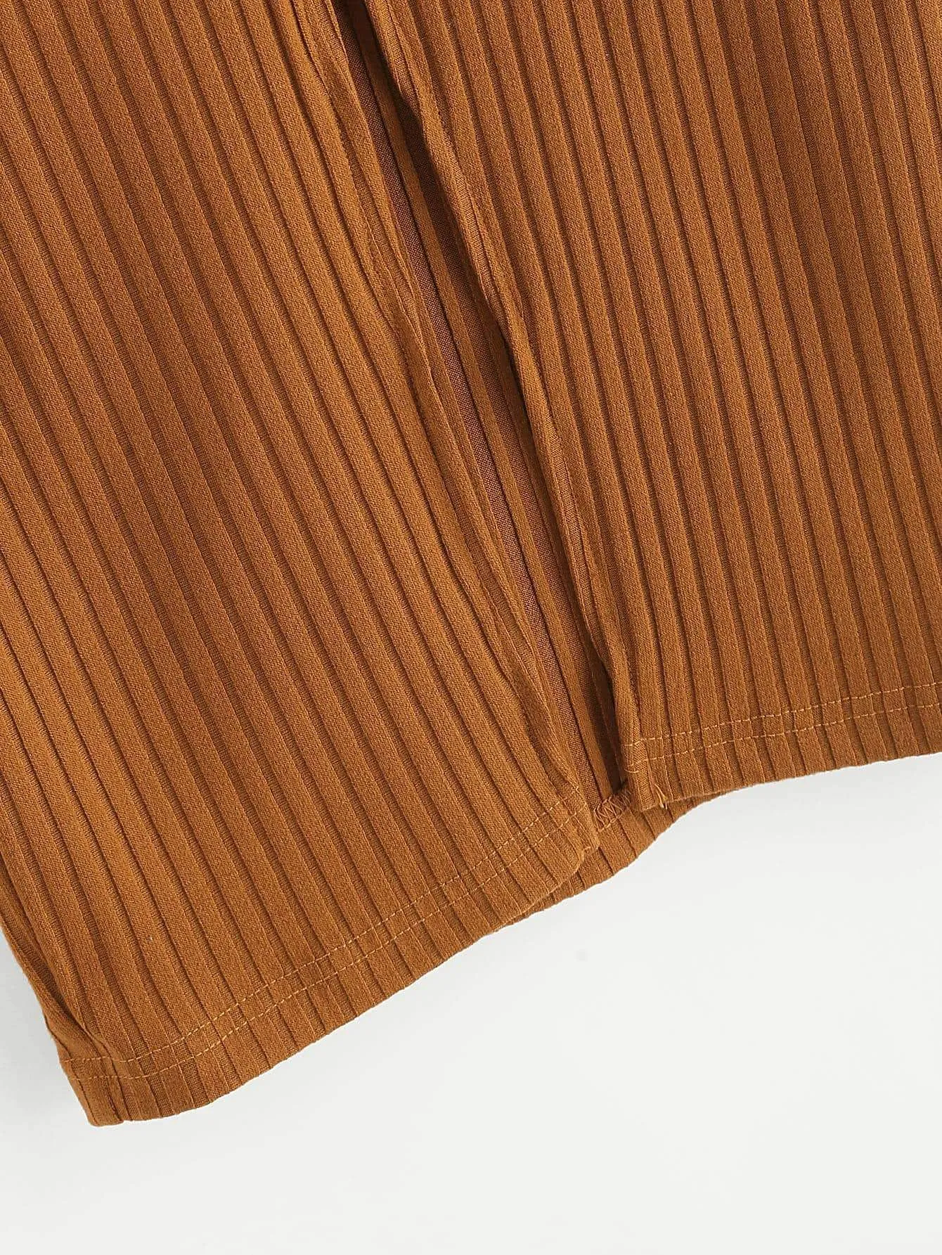 SHEIN Plus Solid Ribbed Knit Slit Hem Skirt