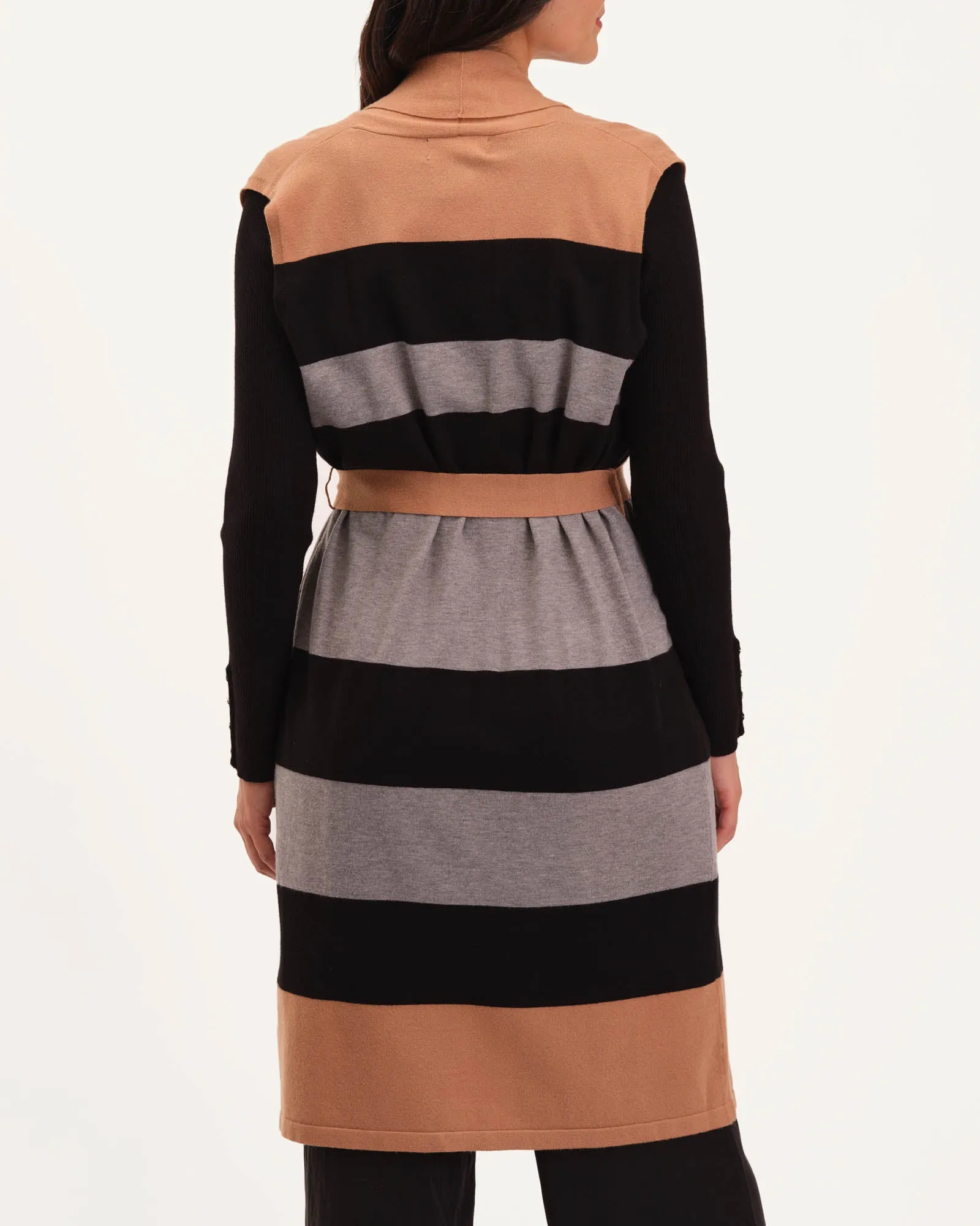 Sleeveless Waist Tie Shawl Cardigan