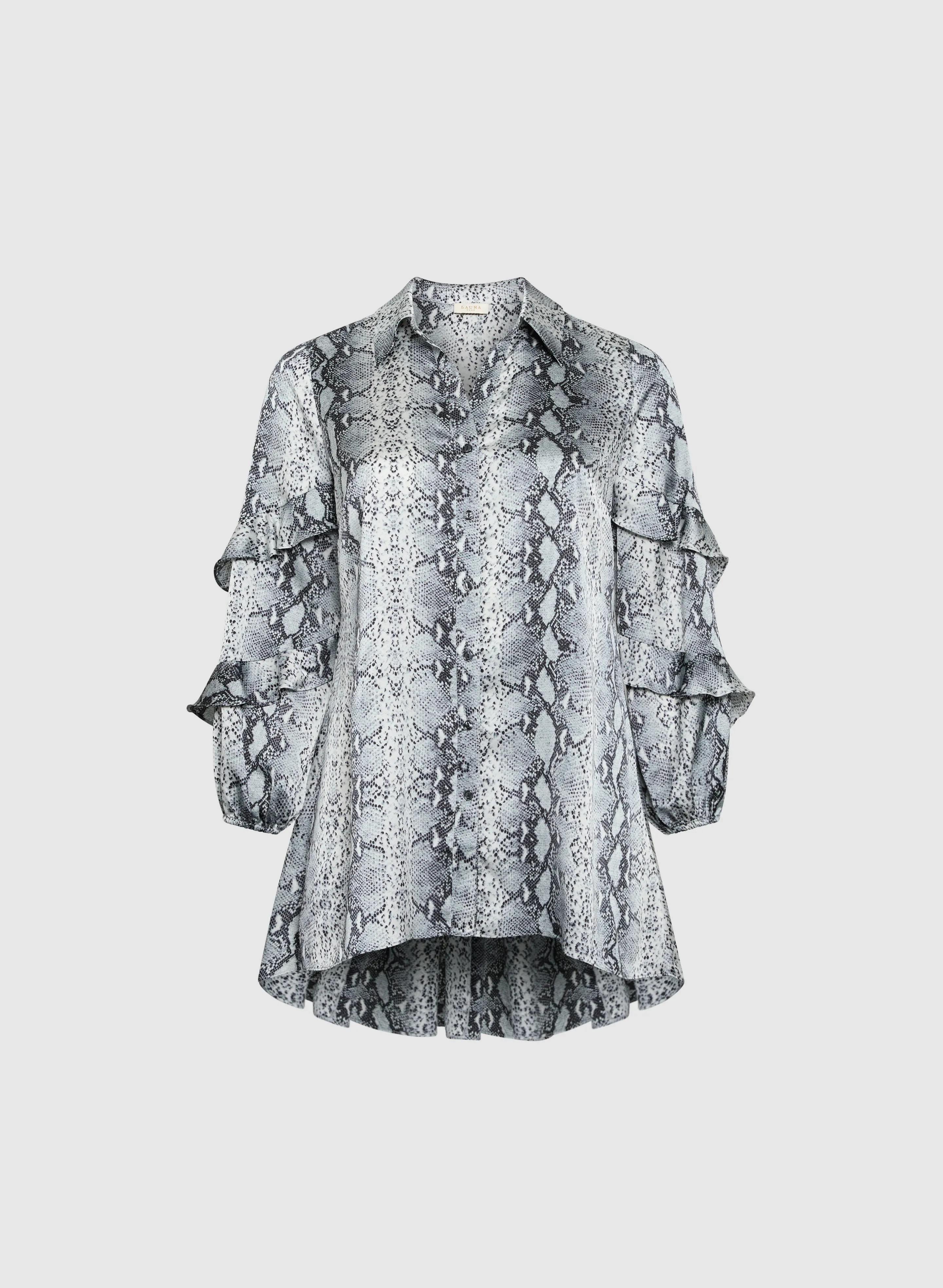 Snake Print Ruffle Sleeve Blouse