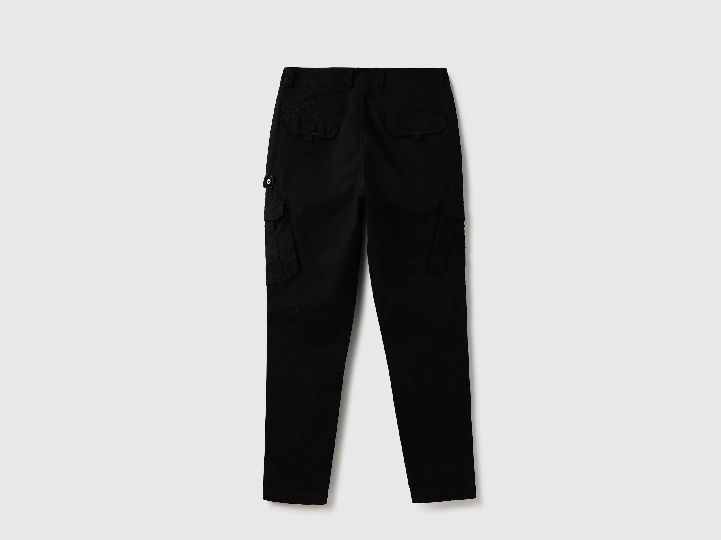 Solid Straight Fit Cargo Trousers