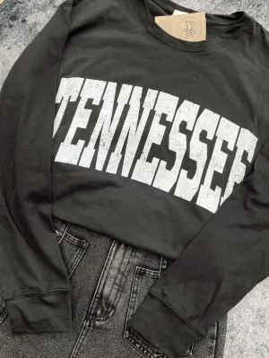 Tennessee Graphic Long Sleeve Boyfriend Tee - Black