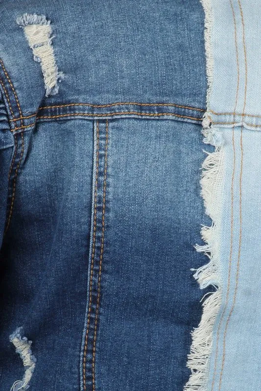 Two Toned Denim Puff Jacket