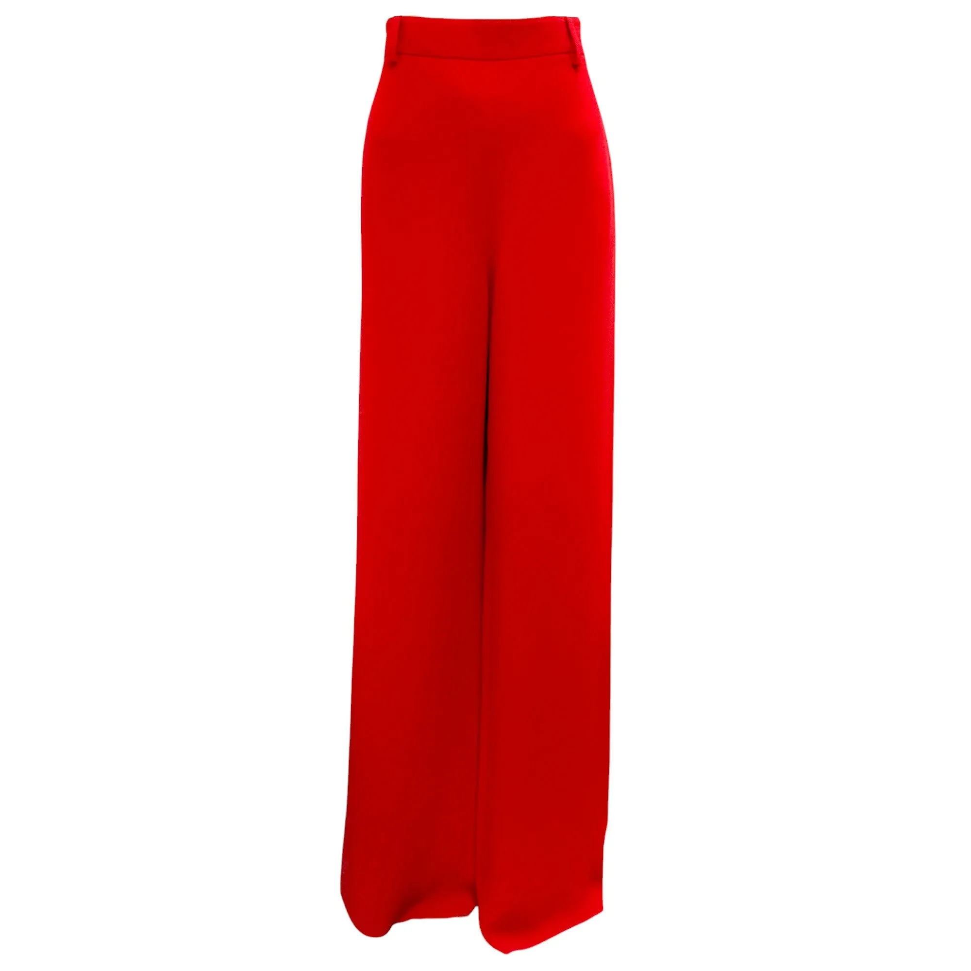 Valentino Red 2022 High-Rise Silk-Cady Wide-Leg Trousers