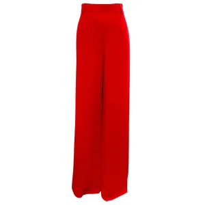 Valentino Red 2022 High-Rise Silk-Cady Wide-Leg Trousers