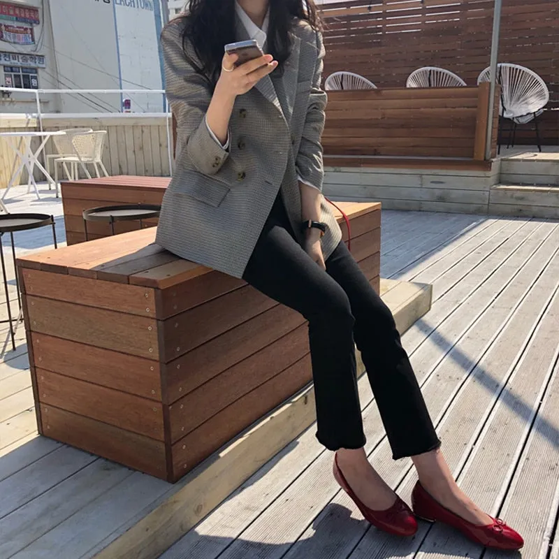 VenusFox Classic Plaid Blazer Jacket