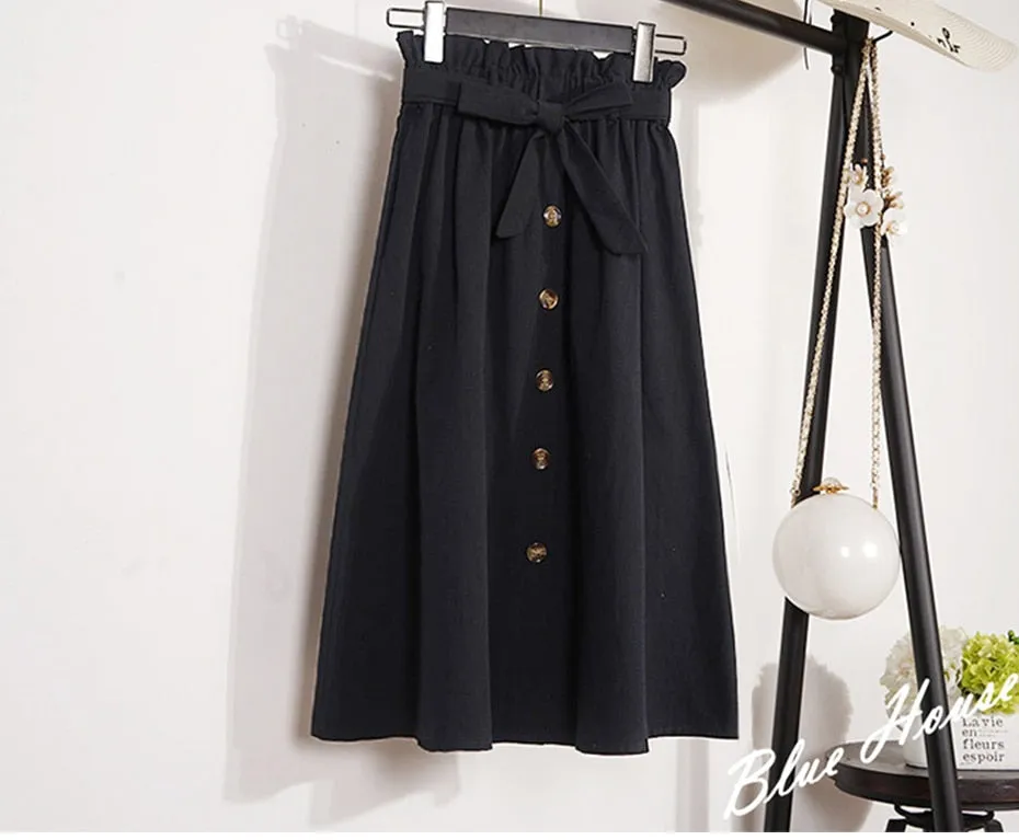 VenusFox Elegant High Waist Midi Knee Length Skirts