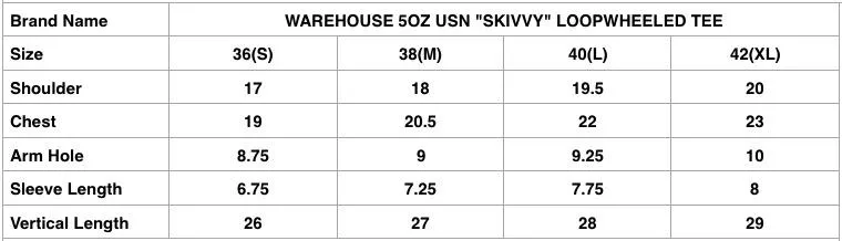 Warehouse 5oz USN "Skivvy" Loopwheeled Tee (Navy)