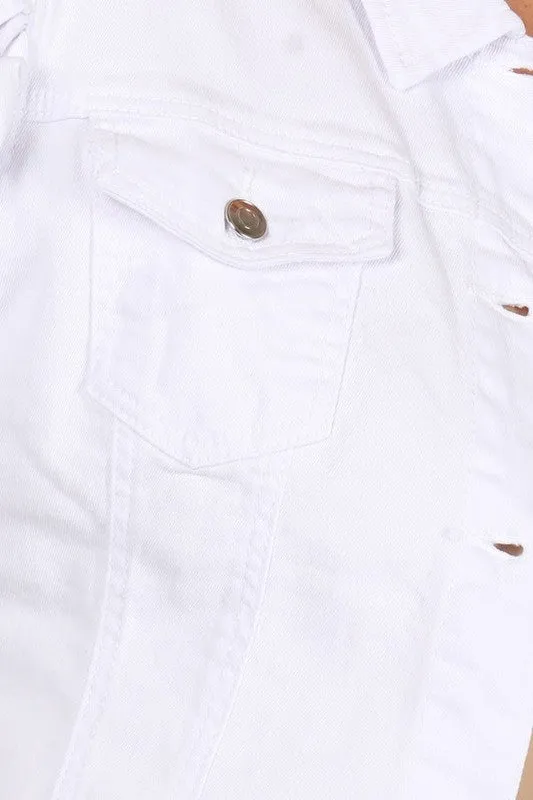White Denim Puff Jacket