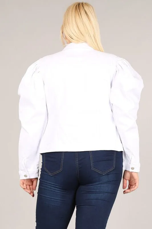 White Denim Puff Jacket