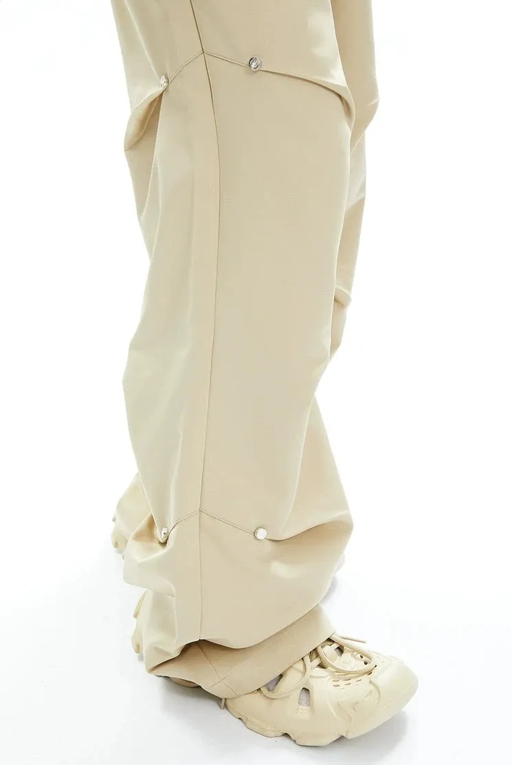 Wide-Leg Button-Detail Cargo Trousers