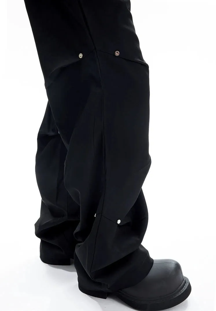 Wide-Leg Button-Detail Cargo Trousers