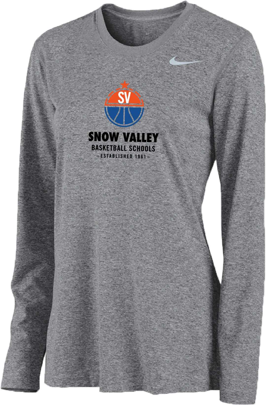 Womens Nike Snow Valley Basketball Camps Long Sleeve Shooter Shirt - Carbon Heather