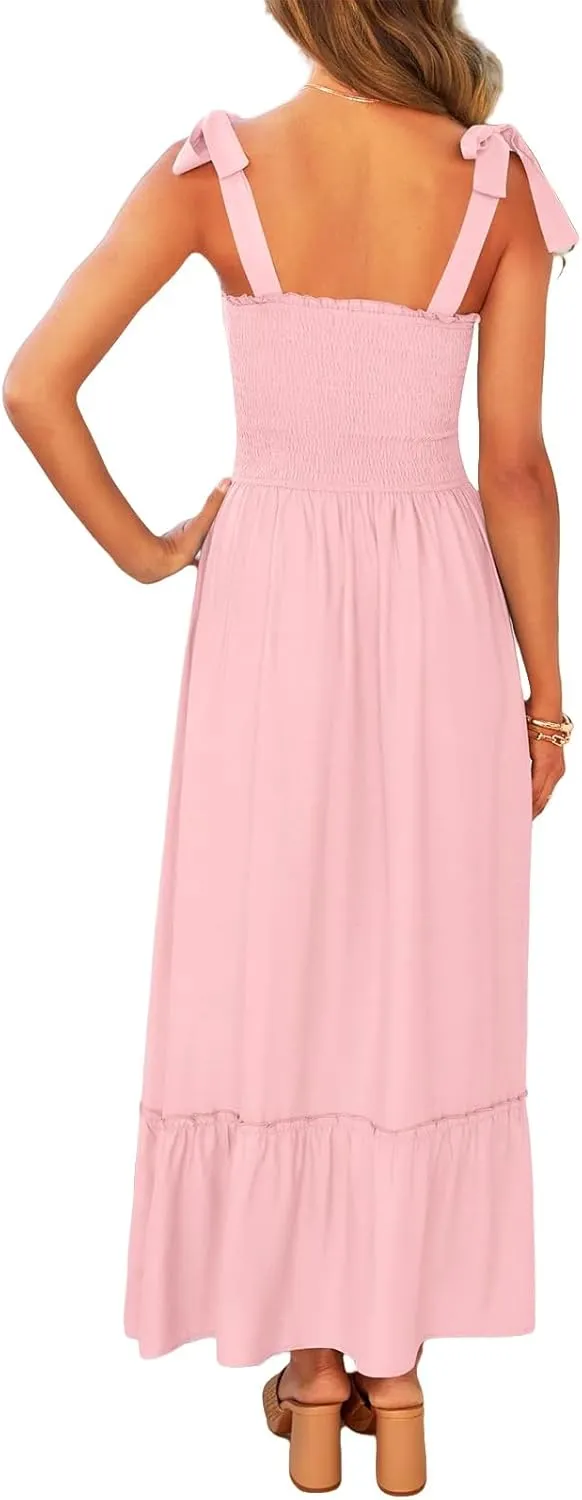 Women's Square Collar Dress 2025 Spring Summer Boho Spaghetti Strap Ruffle Hemline A Line Beach Mini Dresses
