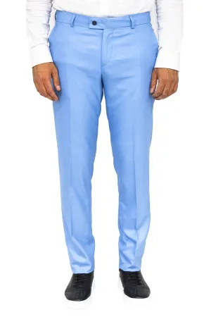 WSS Slim Fit Textured Light Blue Men Trousers  - Singen