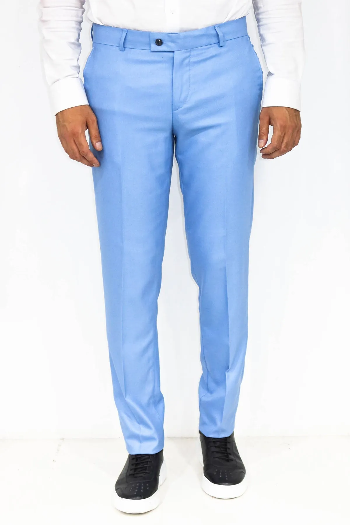 WSS Slim Fit Textured Light Blue Men Trousers  - Singen