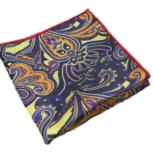 Zaffre Blue / Juniper Green Paisley Pocket Square - [2017 Spring]
