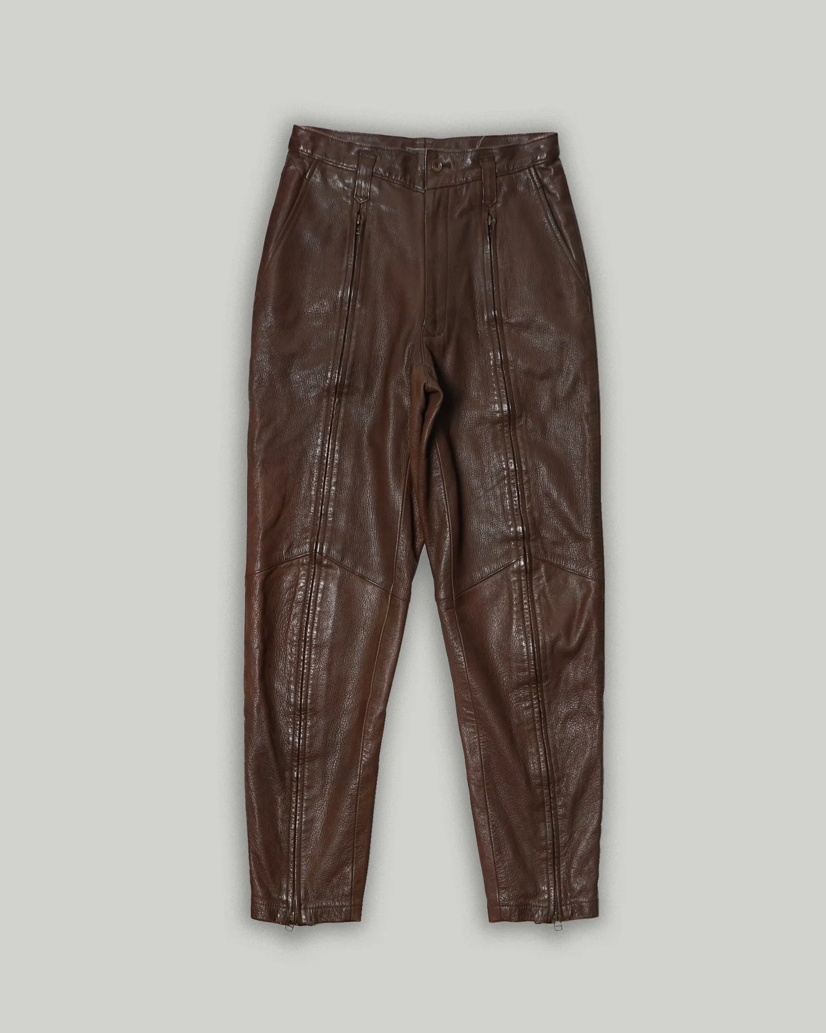 Zipper Designed Leather Trousers
