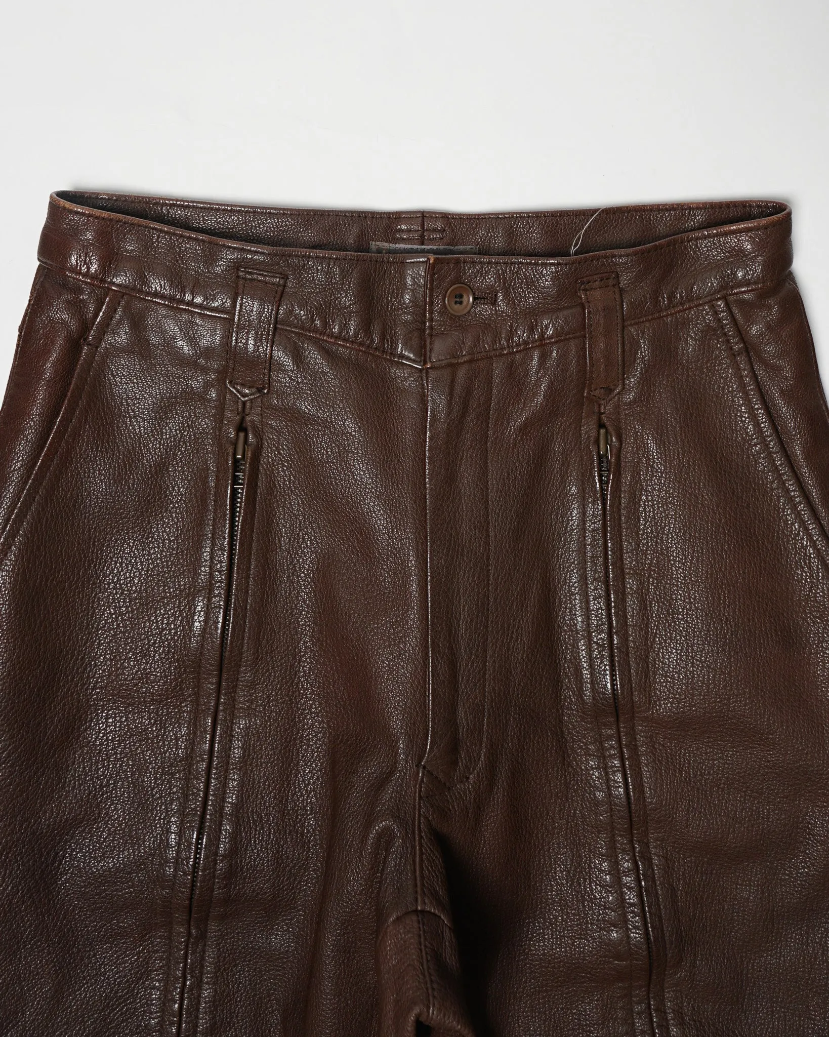 Zipper Designed Leather Trousers