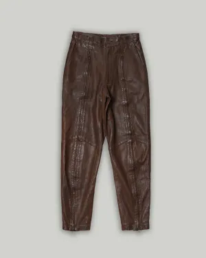 Zipper Designed Leather Trousers