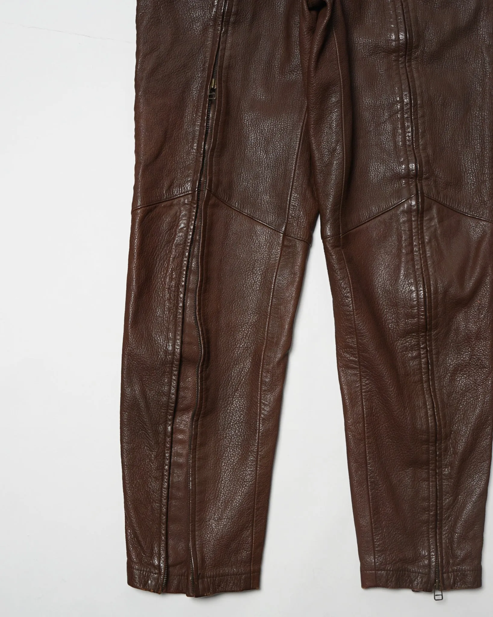 Zipper Designed Leather Trousers
