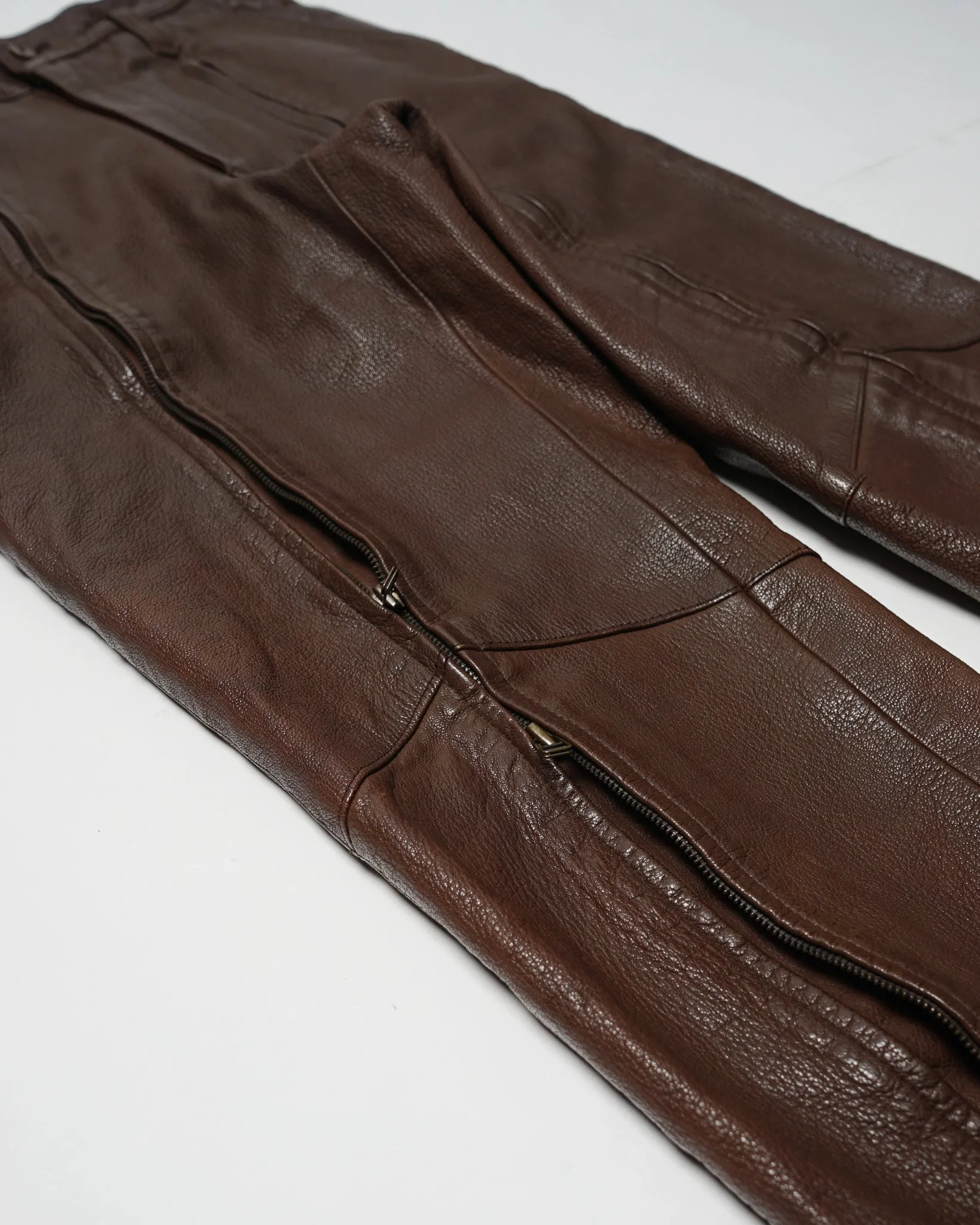 Zipper Designed Leather Trousers